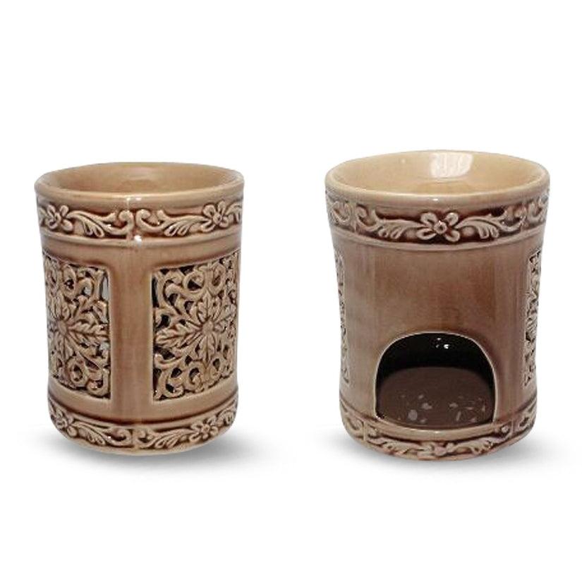 Floral Ceramic Oil Burner - yogahubstore