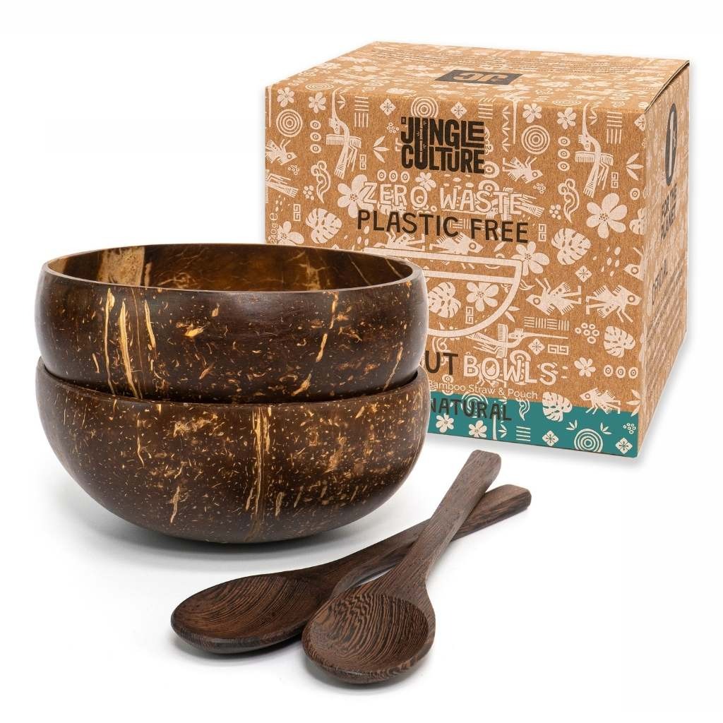 Coconut Bowls & Spoons & Straw Gift Set