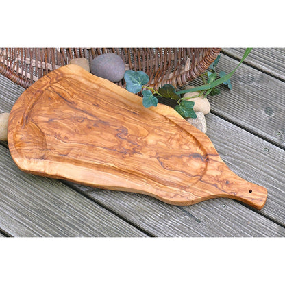 Olivenholz Carving board with juice rim & handle - yogahubstore