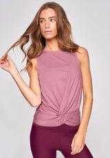 Sisterly Tribe Twisted Front Knot Top XS / Rose - yogahubstore