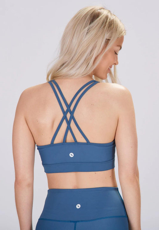 Sisterly Tribe Classic Criss Cross Bra XS / Pine Blue - yogahubstore