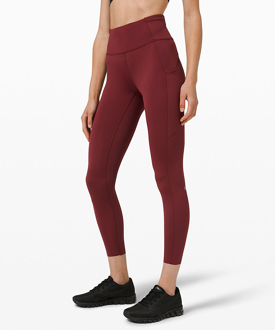 Lululemon Fast and Free High-Rise Tight II 25" Non-Reflective Red Merlot Size 12 - yogahubstore