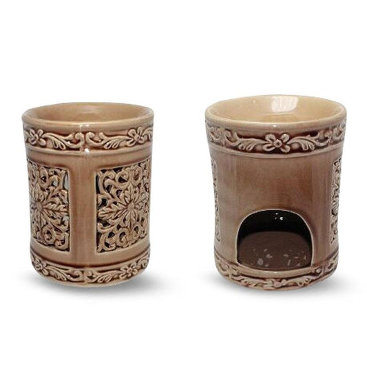 Floral Ceramic Oil Burner - yogahubstore