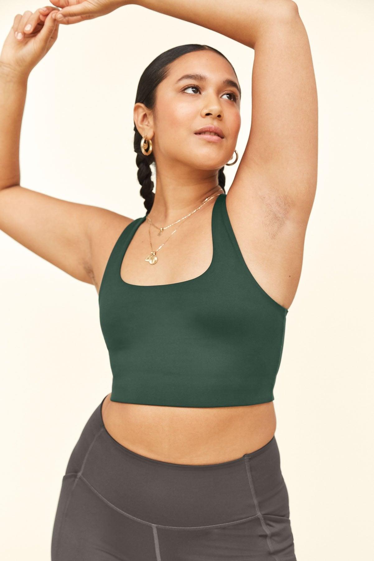 Girlfriend Collective Dylan Crop Bra 1017 Medium / Moss - yogahubstore