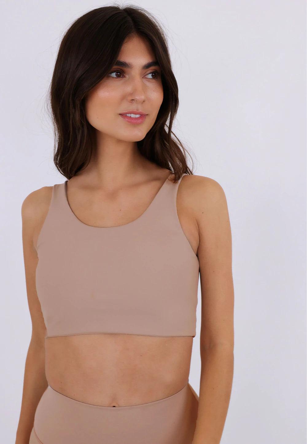 Sisterly Tribe Midi Scoop Top Medium / Taupe - yogahubstore