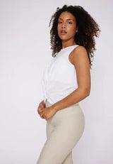Sisterly Tribe Twisted Front Knot Top XS / White - yogahubstore